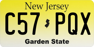 NJ license plate C57PQX