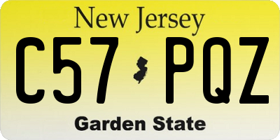 NJ license plate C57PQZ