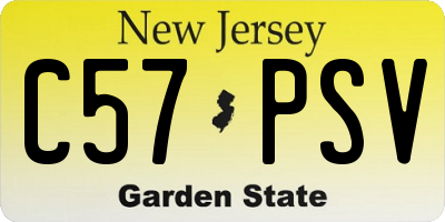 NJ license plate C57PSV