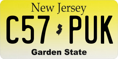 NJ license plate C57PUK
