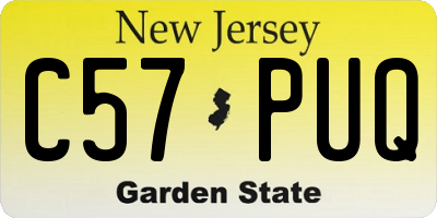 NJ license plate C57PUQ