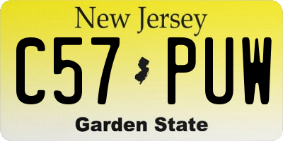 NJ license plate C57PUW