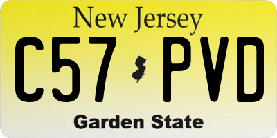 NJ license plate C57PVD