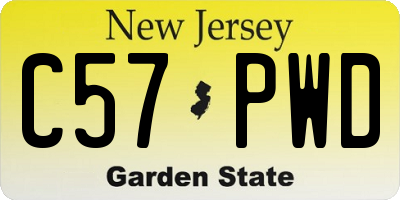 NJ license plate C57PWD