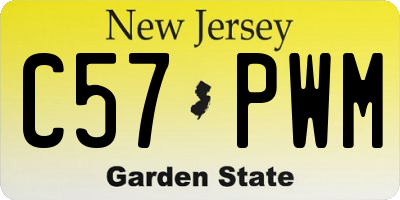 NJ license plate C57PWM