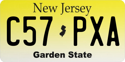 NJ license plate C57PXA