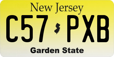NJ license plate C57PXB