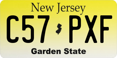 NJ license plate C57PXF