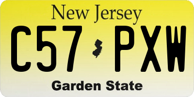 NJ license plate C57PXW