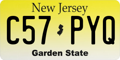 NJ license plate C57PYQ