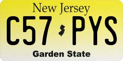 NJ license plate C57PYS