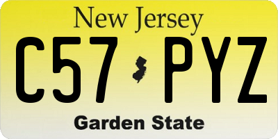 NJ license plate C57PYZ