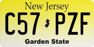 NJ license plate C57PZF