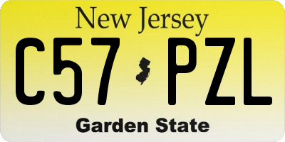 NJ license plate C57PZL