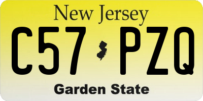 NJ license plate C57PZQ