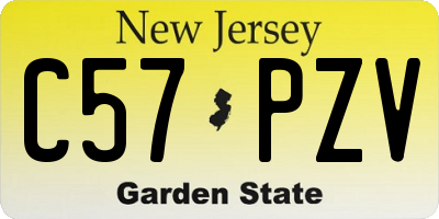 NJ license plate C57PZV