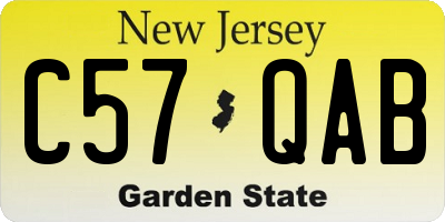 NJ license plate C57QAB