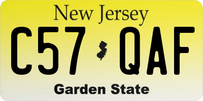 NJ license plate C57QAF