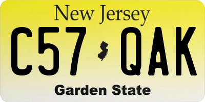 NJ license plate C57QAK