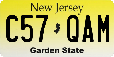 NJ license plate C57QAM