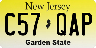 NJ license plate C57QAP