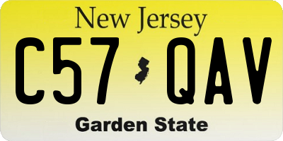NJ license plate C57QAV