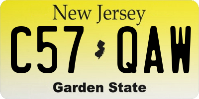 NJ license plate C57QAW