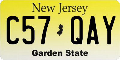 NJ license plate C57QAY