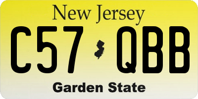 NJ license plate C57QBB