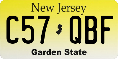NJ license plate C57QBF