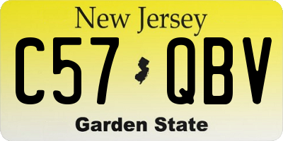 NJ license plate C57QBV
