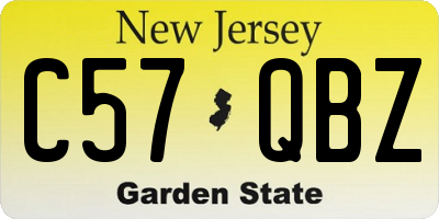 NJ license plate C57QBZ