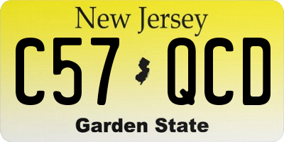 NJ license plate C57QCD