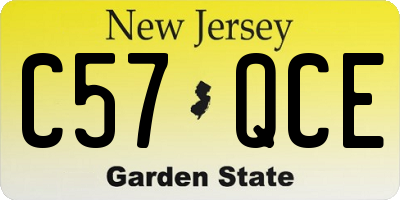 NJ license plate C57QCE