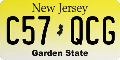 NJ license plate C57QCG