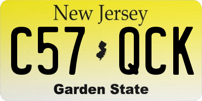 NJ license plate C57QCK