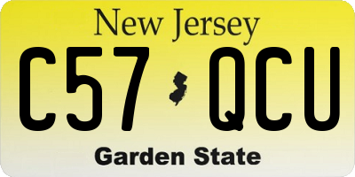 NJ license plate C57QCU