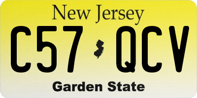 NJ license plate C57QCV