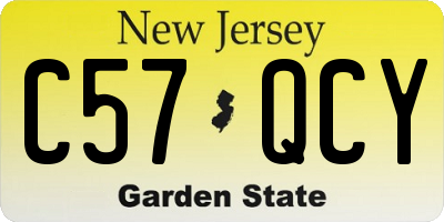NJ license plate C57QCY