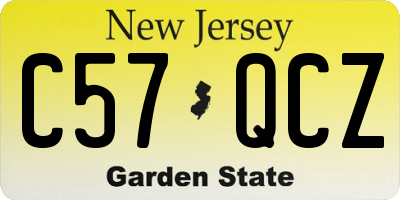 NJ license plate C57QCZ