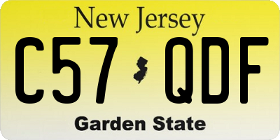 NJ license plate C57QDF