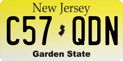 NJ license plate C57QDN