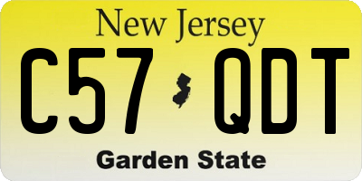 NJ license plate C57QDT