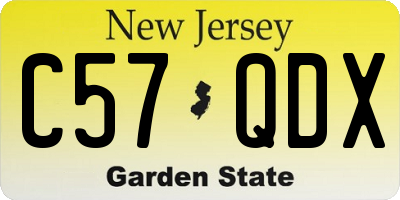 NJ license plate C57QDX