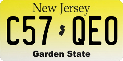 NJ license plate C57QEO