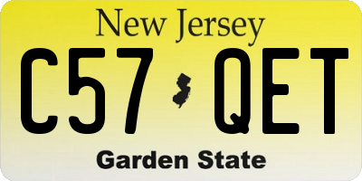 NJ license plate C57QET