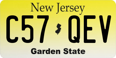 NJ license plate C57QEV