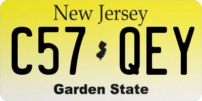 NJ license plate C57QEY