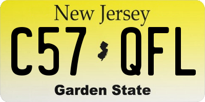 NJ license plate C57QFL