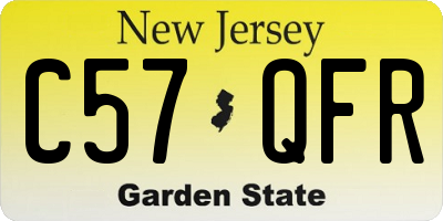 NJ license plate C57QFR